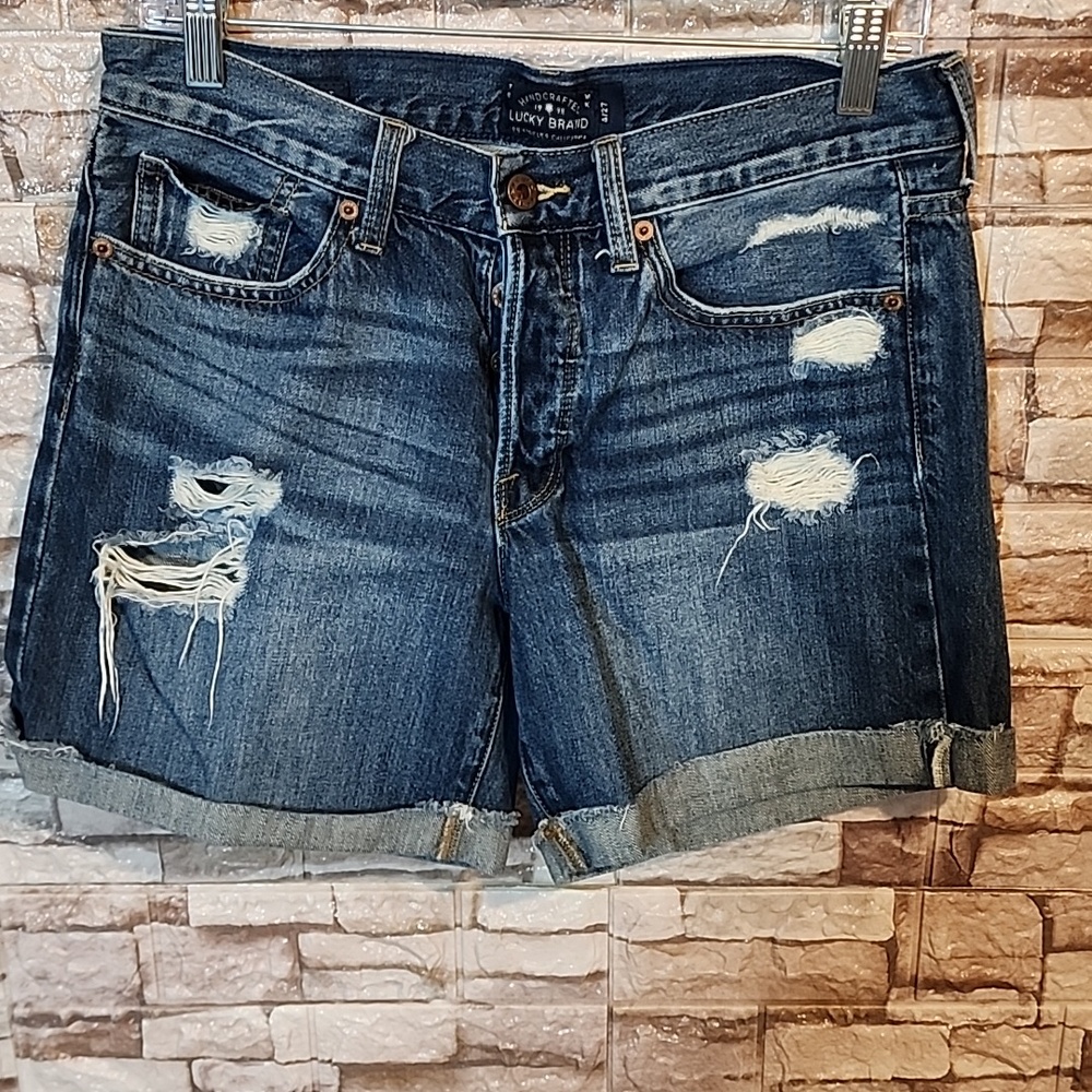Lucky Brand The Boyfriend  Distressed Denim Shorts
